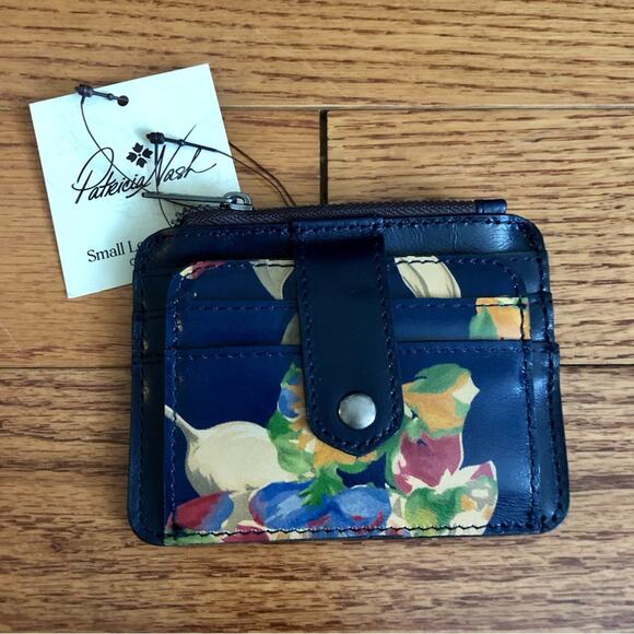 Patricia Nash Cassis Le Fleur ID Leather Card Blue Floral Wallet NWT - Picture 2 of 7